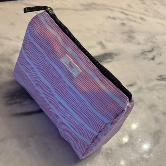 SCOUT Packin' Heat Makeup Bag featuring a pink and white wavy stripe pattern. - Picture 4 of 15